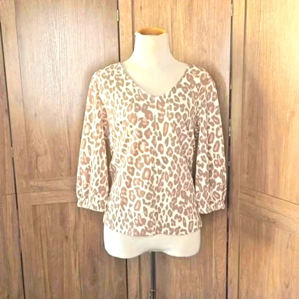 Animal Print V‑Neck Blouse by Jules & Leopold M